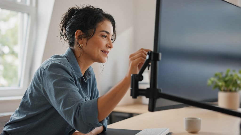 A person adjusting email filtering settings on a laptop at a desk