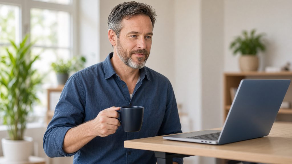 A person restarting a web service from a control panel on a laptop