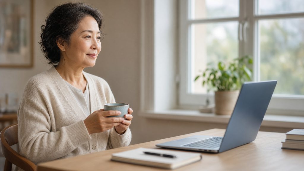 A person renewing a domain registration on a laptop at a home office desk